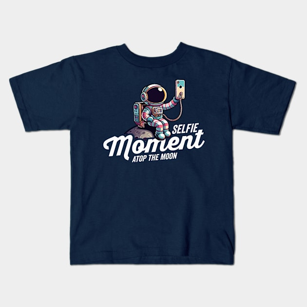 Selfie Moment - Atop the Moon Kids T-Shirt by Yonbdl